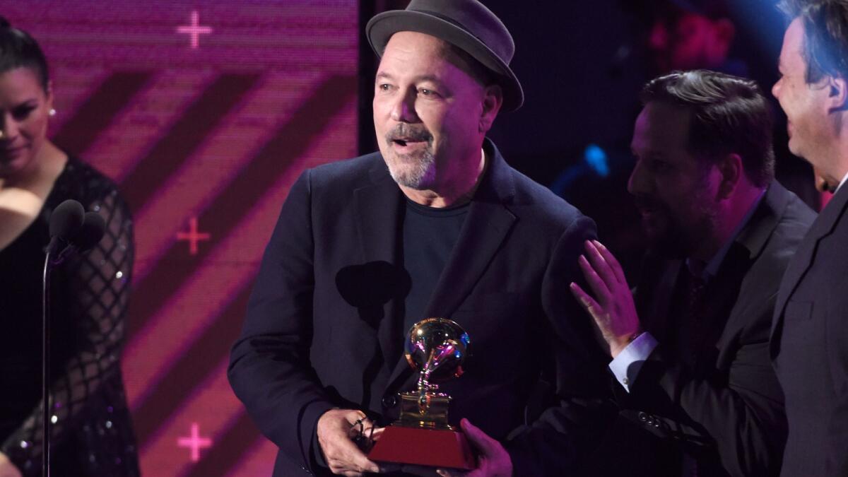 Ruben Blades accepts the album of the year award for "Salsa Big Band."