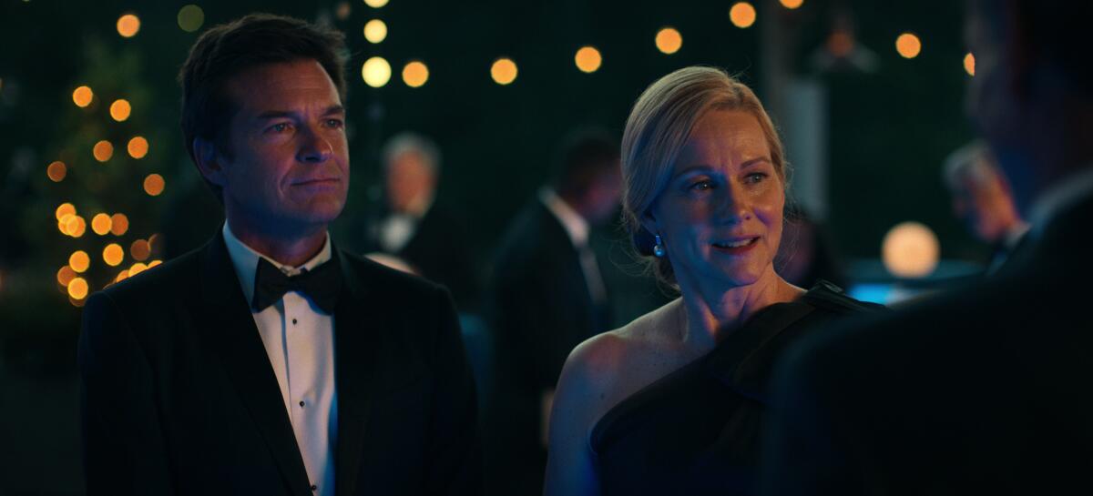 A man and woman dressed in evening wear in "Ozark."