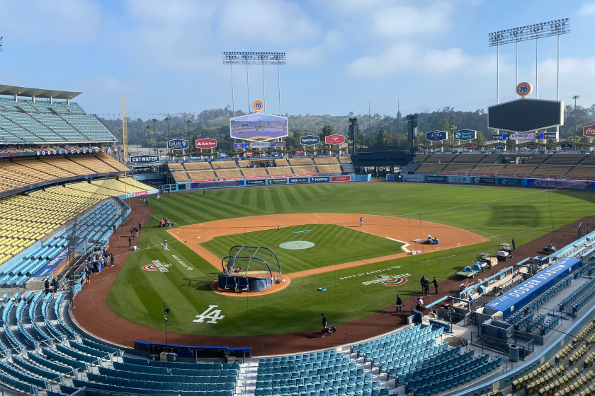 Dodger Stadium on Thursday morning before the Dodgers' home opener against the St. Louis Cardinals on March 28, 2024.