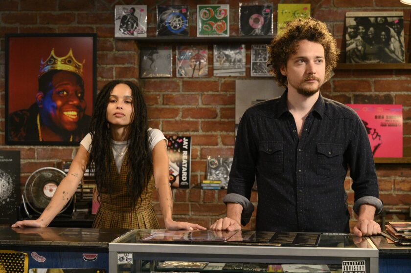 Zoe Kravitz and David H. Holmes co-star in "High Fidelity," the new Hulu series based on Nick Hornby's novel.
