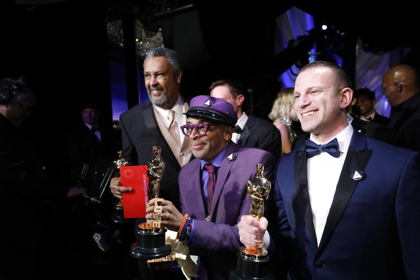 Spike Lee celebrates his adapted screenplay victory backstage at the 91st Academy Awards on Sunday.