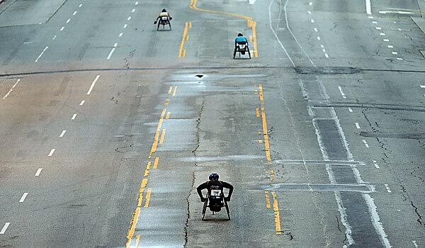 Participants in the wheelchair race