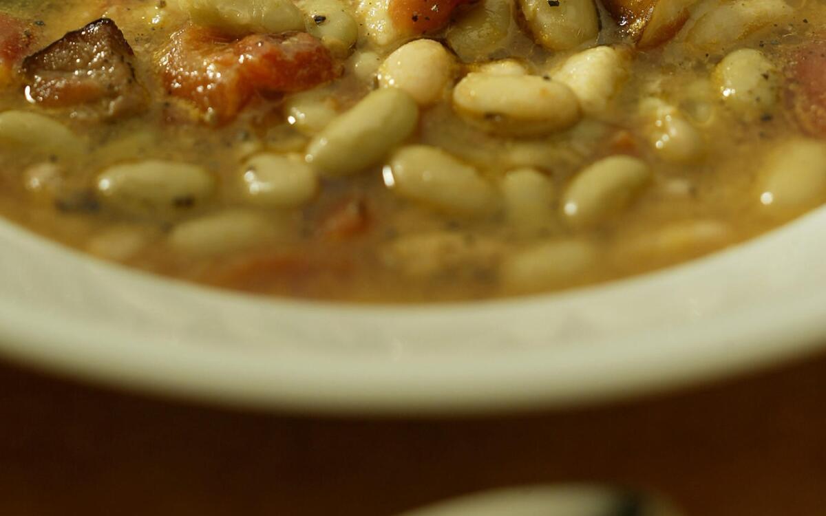 Beans with lardons and sage