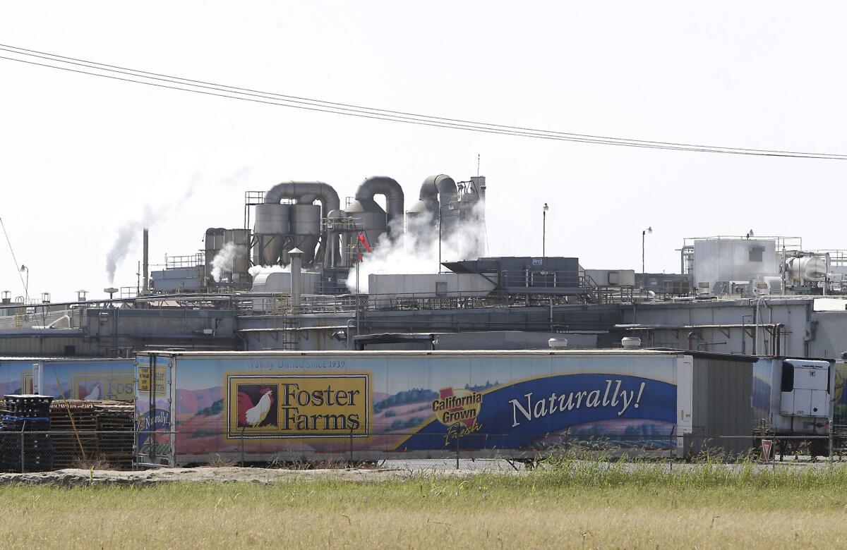 Foster Farms processing plant in Livingston, Calif. The plant is one of three in California linked to a salmonella outbreak.