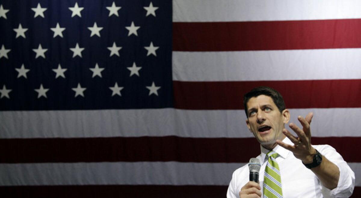 Republican vice presidential candidate Paul Ryan, R-Wis., addresses Ohioans at a campaign event this morning in Marietta.