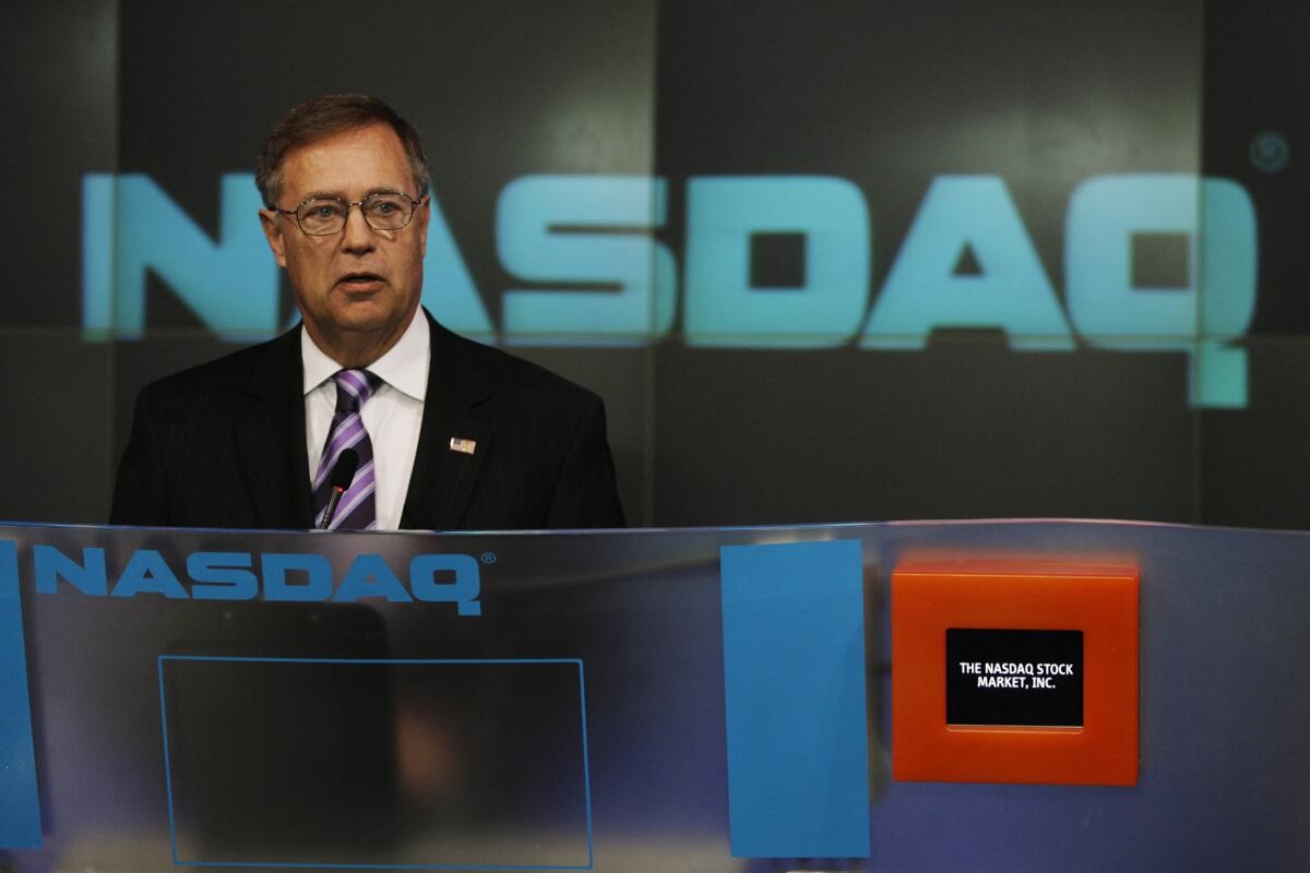 Former U.S. Congressman and Chairman of the House Financial Services Committee Michael G. Oxley attends the opening bell at the Nasdaq stock market in New York in March 2007.