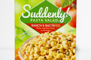 LOS ANGELES, CA, DECEMBER 26, 2024: Store bought grocery items that contain red dye #3, including Betty Crocker Suddenly! pasta salad, are photographed at the Los Angeles Times on December 26, 2024. High doses of red dye #3 were found to cause cancer in lab animals decades ago. A federal law known as the Delaney Clause says no compound shown to cause cancer in animals or humans can be in the food supply. The FDA acknowledged the cancer studies decades ago and used the findings to deny a request to approve the dye's use in cosmetics, however, red #3 was already being used in food, and for some reason its authorization has not yet been revoked. (Christina House / Los Angeles Times)
