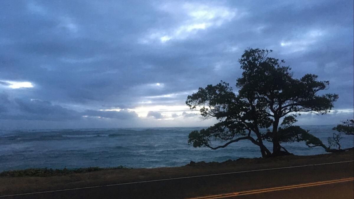 The eastern shore of Oahu, Hawaii, on Wednesday awaits Tropical Storm Olivia. The storm dropped heavy rain on Maui and Hawaii islands.