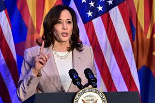 US Vice President Kamala Harris speaks on reproductive freedom at El Rio Neighborhood Center in Tucson, Arizona, on April 12, 2024. The top court in Arizona on April 9, 2024, ruled a 160-year-old near total ban on abortion is enforceable, thrusting the issue to the top of the agenda in a key US presidential election swing state. (Photo by Frederic J. Brown / AFP) (Photo by FREDERIC J. BROWN/AFP via Getty Images)