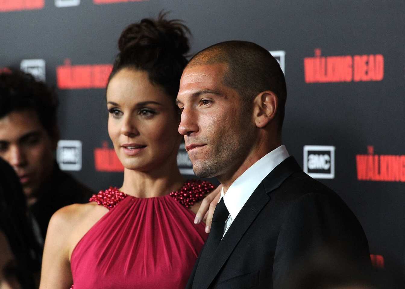 "The Walking Dead" stars Sarah Wayne Callies and Jon Bernthal pose at the Season 2 premiere of their AMC series at the LA Live Theaters on Oct. 3. Their Emmy-nominated series about survivors fleeing the zombie apocalypse returns Oct. 16.