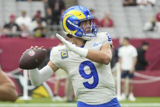 Los Angeles Rams quarterback Matthew Stafford (9) during the first half of an NFL football game.