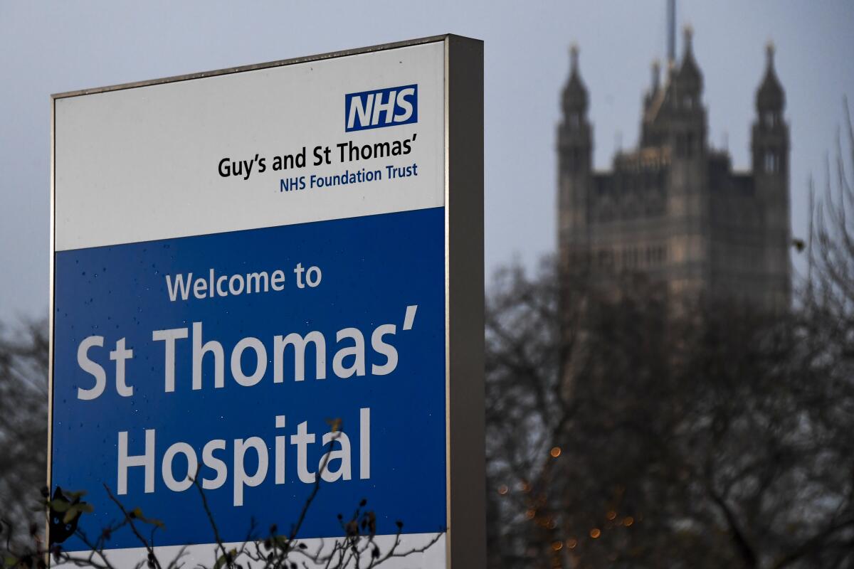 St. Thomas' Hospital, one of several hospitals around Britain  handling the initial phase of COVID-19 vaccines.