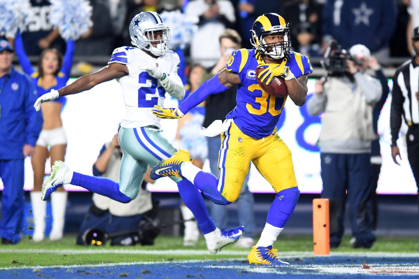 January 12, 2019 Los Angeles Rams cheerleader in action during the NFC  Divisional Round playoff game between the game between the Los Angeles Rams  and the Dallas Cowboys at the Los Angeles