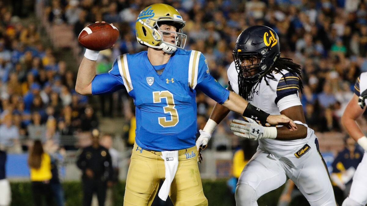 UCLA Bruins quarterback Josh Rosen suffered his second concussion of the season in the season finale against Alex Funches and California on Nov. 24 at the Rose Bowl.