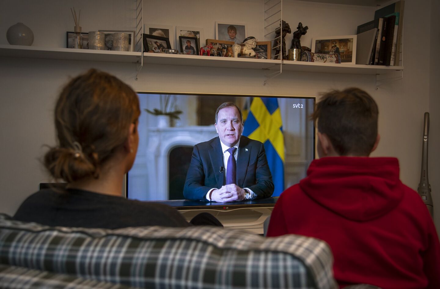 Sweden: Prime Minister Stefan Lofven addresses the nation about the coronavirus crisis, broadcast on Swedish national public television.