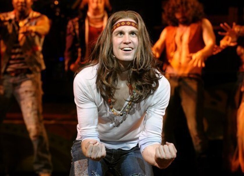 In this March 5, 2009 file photo, actor Gavin Creel performs during the "Hair" performs during the dress rehearsal at the Al Hirschfeld Theater, in New York. (AP Photo/Peter Kramer, file)