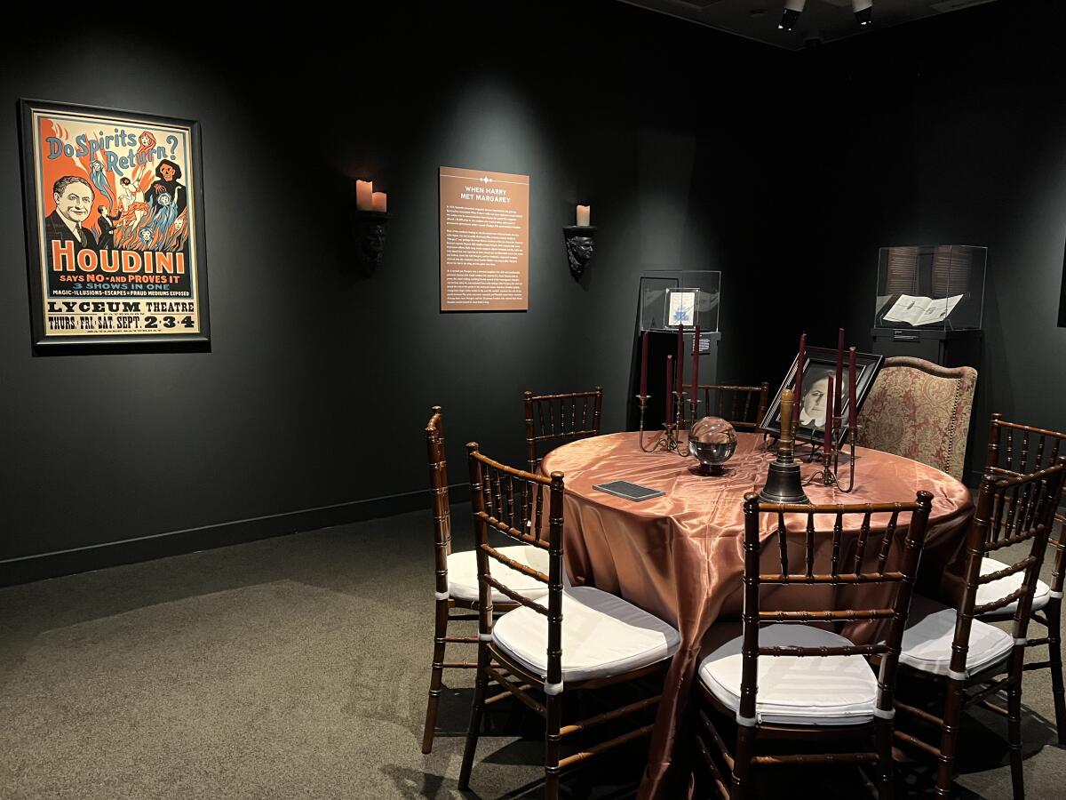 A table used for séances at the Houdini exhibit.