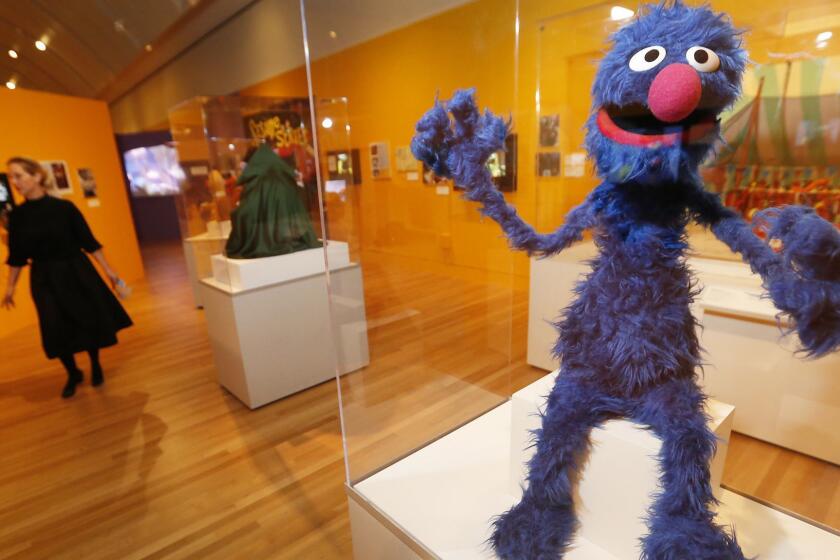 LOS ANGELES, CA â May 29, 2018: The Grover puppet, early 1970's on exhibit at The Skirball Cultural Center which is preparing to open "The Jim Henson Exhibition: Imagination Unlimited" on June 1, 2018. (Al Seib / Los Angeles Times)