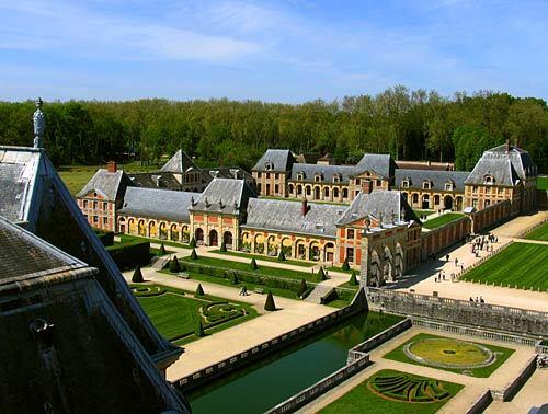 Vaux le Vicomte's stables and outbuildings, as seen from the recently opened tower at the 17th century chateau, about 35 miles southeast of Paris.
