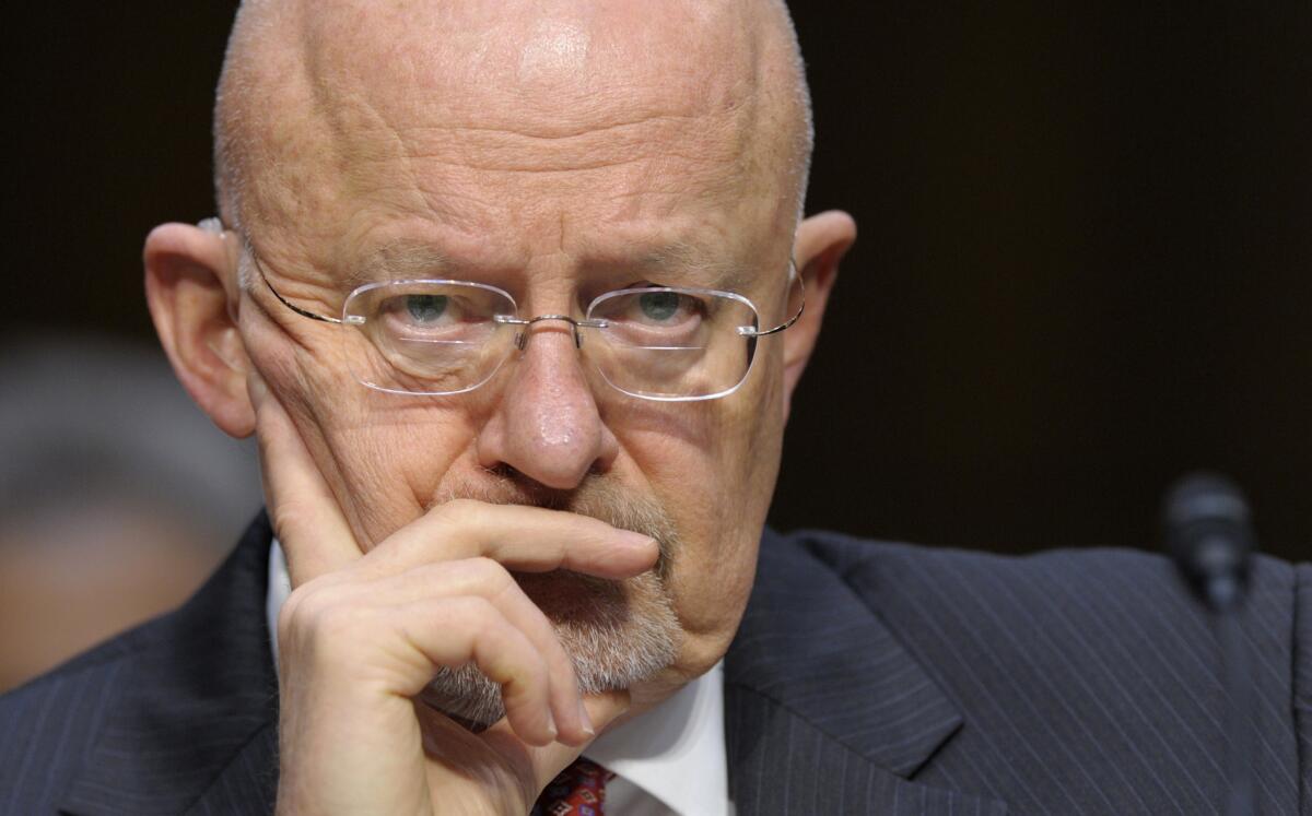 Director of National Intelligence James Clapper at a Senate Intelligence Committee hearing in March.
