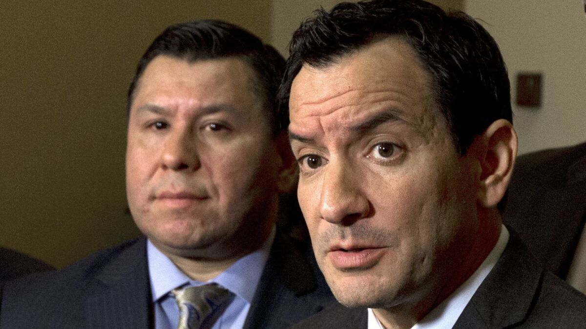 Assembly Speaker Anthony Rendon, D-Paramount, foreground, and Assemblyman Eduardo Garcia (D-Coachella Valley) have been active in fighting air and water pollution.