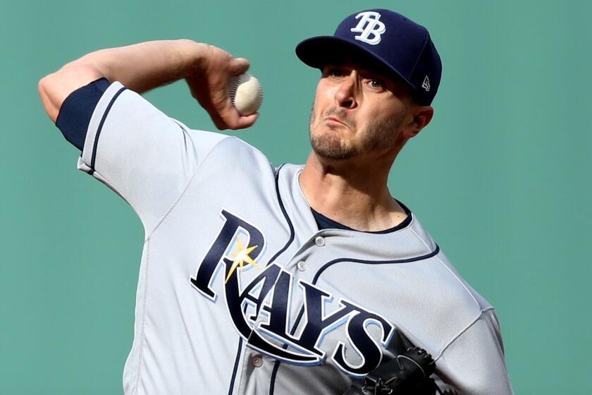 BOSTON, MA - APRIL 15: Jake Odorizzi #23 of the Tampa Bay Rays pitches against the Boston Red Sox during the first inning at Fenway Park on April 15, 2017 in Boston, Massachusetts. All players are wearing #42 in honor of Jackie Robinson Day.(Photo by Maddie Meyer/Getty Images) ** OUTS - ELSENT, FPG, CM - OUTS * NM, PH, VA if sourced by CT, LA or MoD **