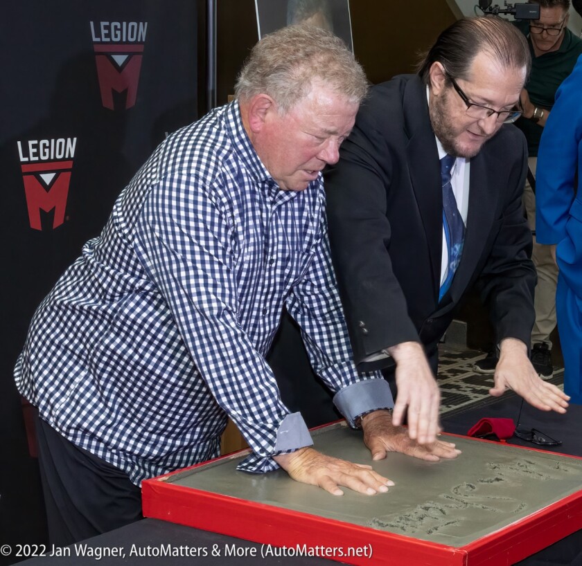 William Shatner making his handprints