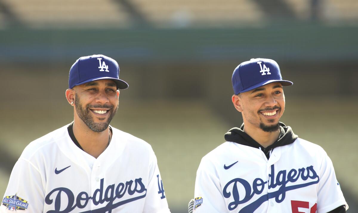 Mookie Betts, David Price smile, say hello at Dodger Stadium - Los