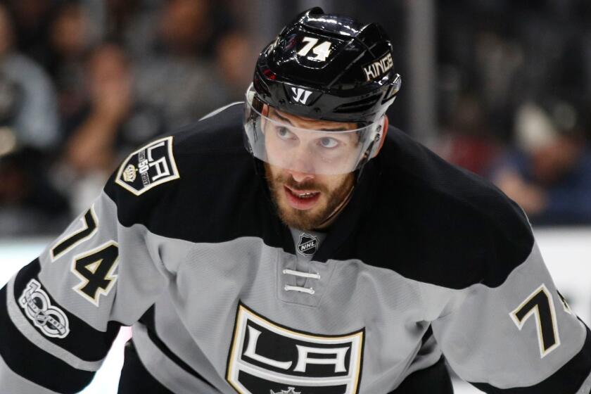 Dwight King had eight goals and 15 points in 63 games for the Kings this season.