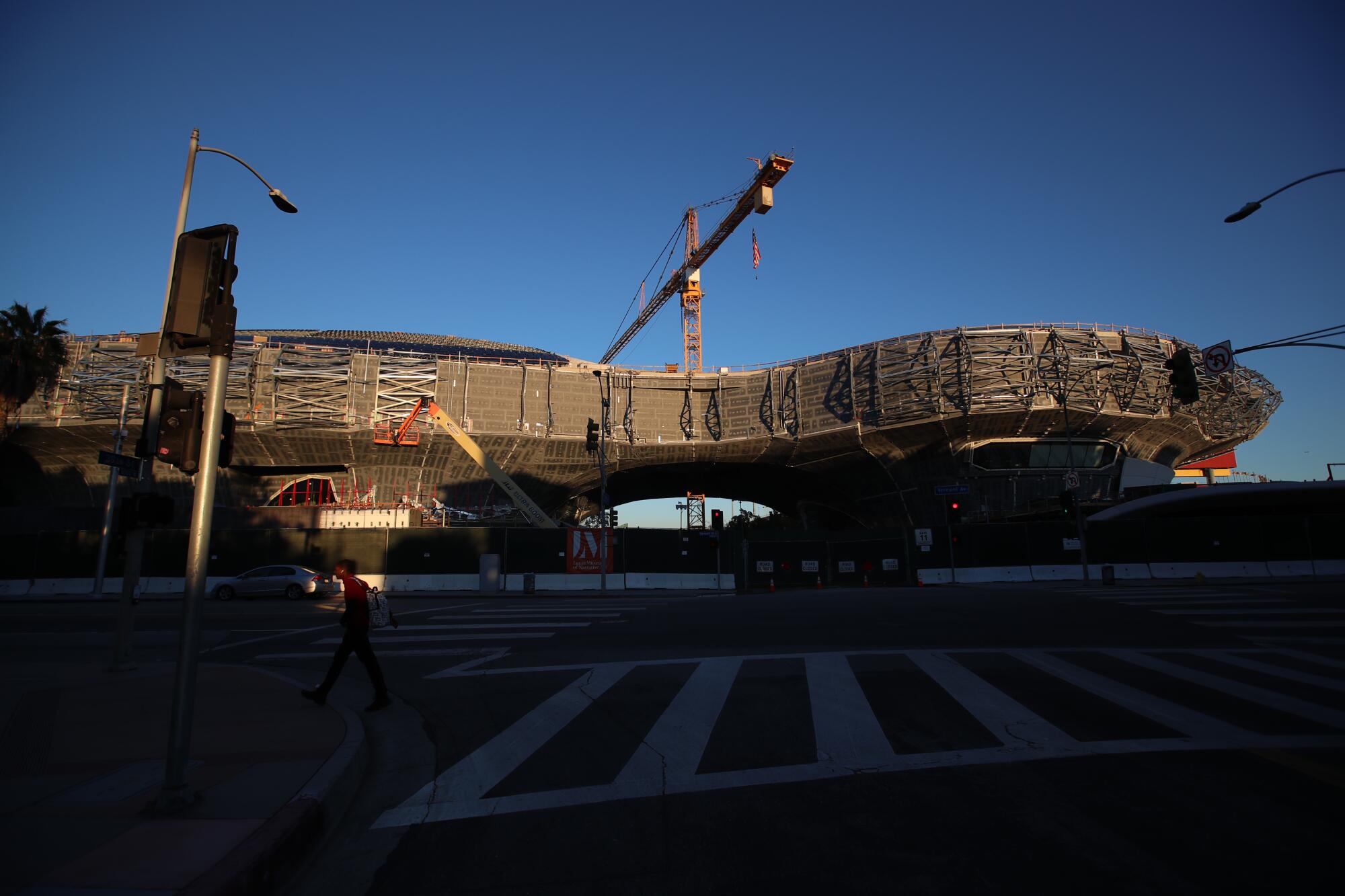 The museum is rising next door to the L.A. Memorial Coliseum.