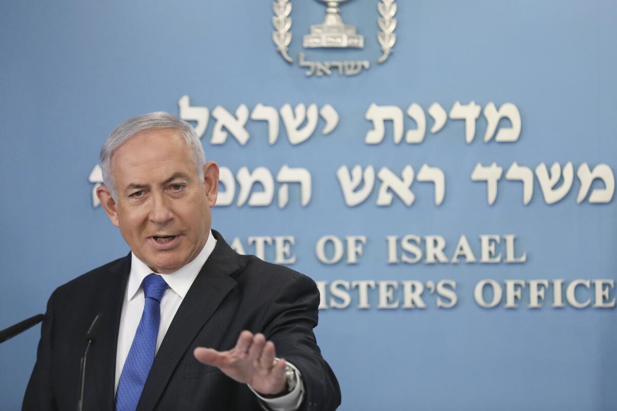 ARCHIVO - En esta fotografía de archivo del 13 de agosto de 2020, el primer ministro israelí Benjamin Netanyahu 