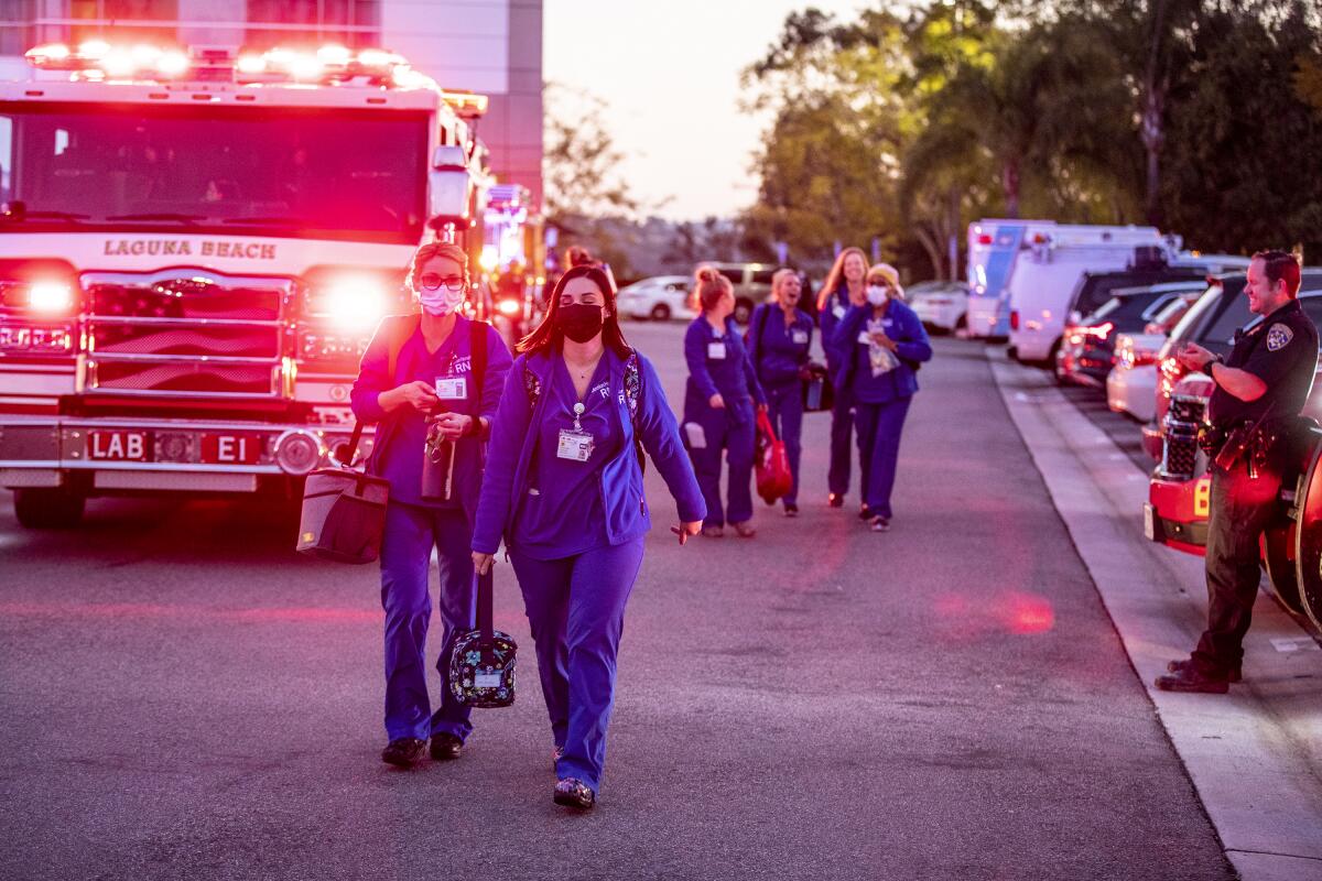 Orange County first responders cheer healthcare workers at Mission Hospital
