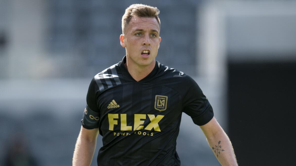 LAFC's Corey Baird is pictured during an MLS match against Austin FC on April 17, 2021.