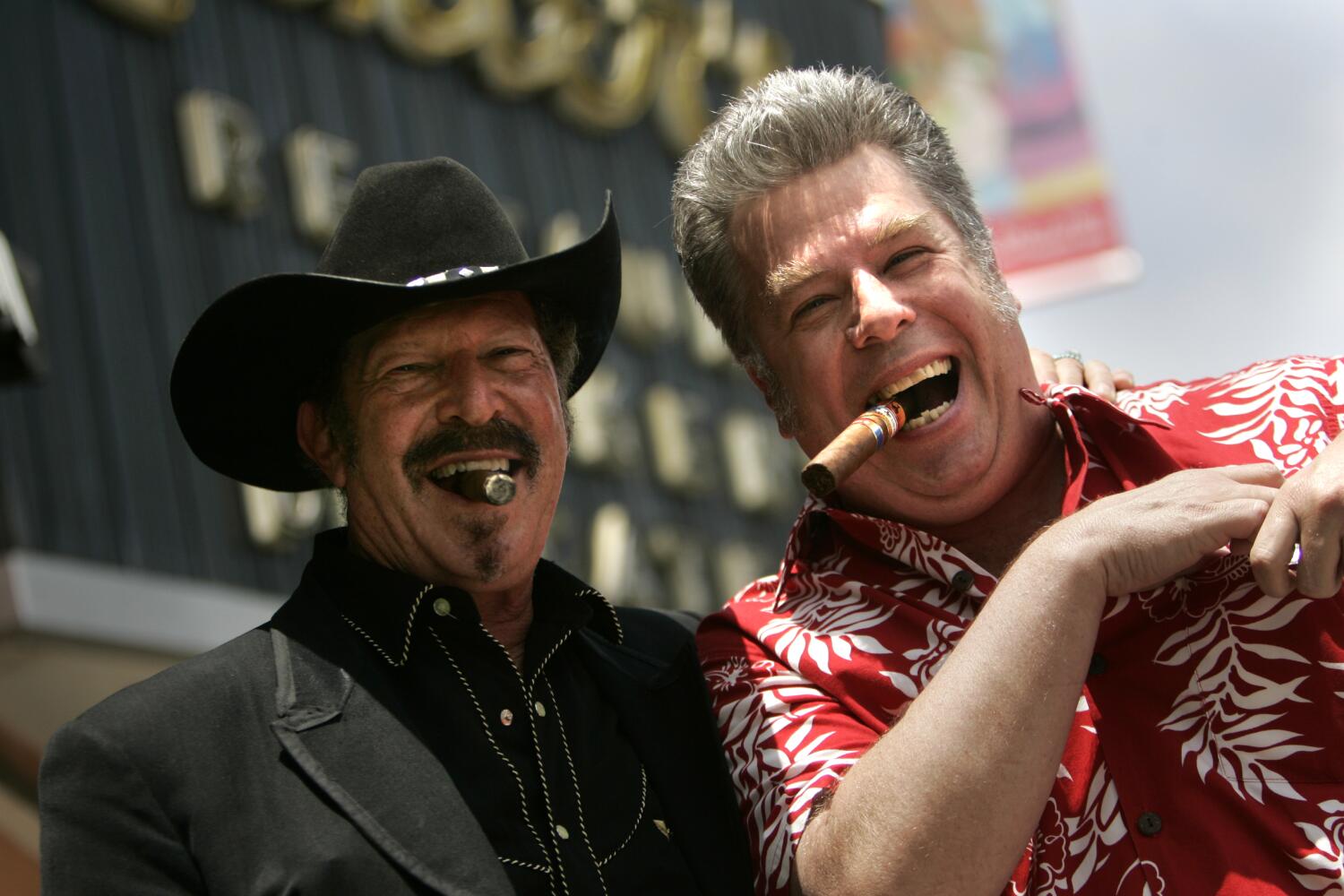 Longtime pals Kinky Friedman left, of Austin, TX and Mojo Nixon of San Diego