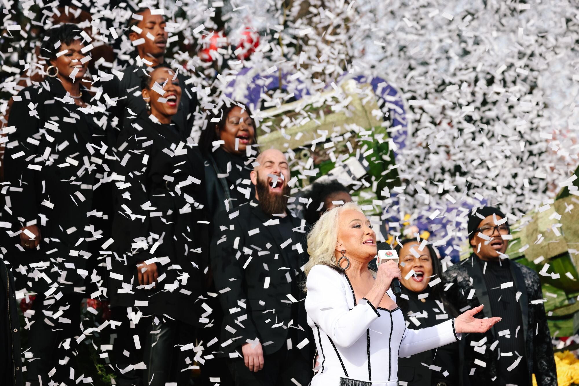 Tanya Tucker performs during the Rose Parade.