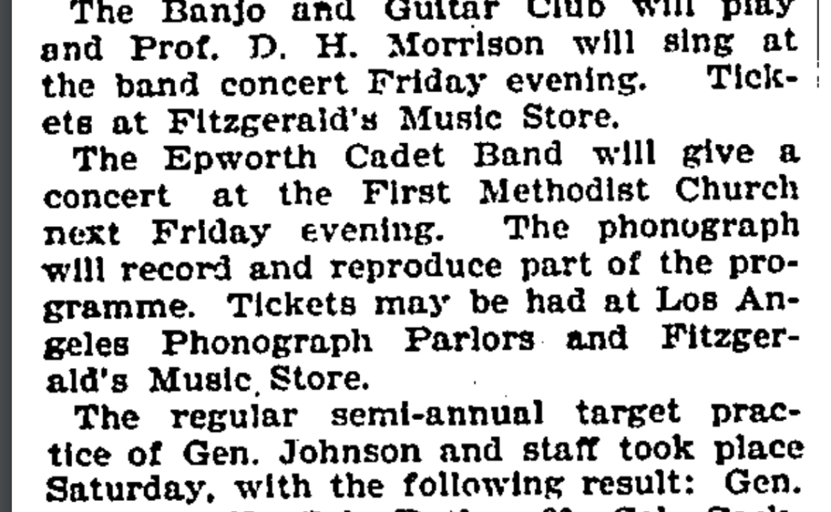 An 1893 ad for a phonograph social in downtown Los Angeles.