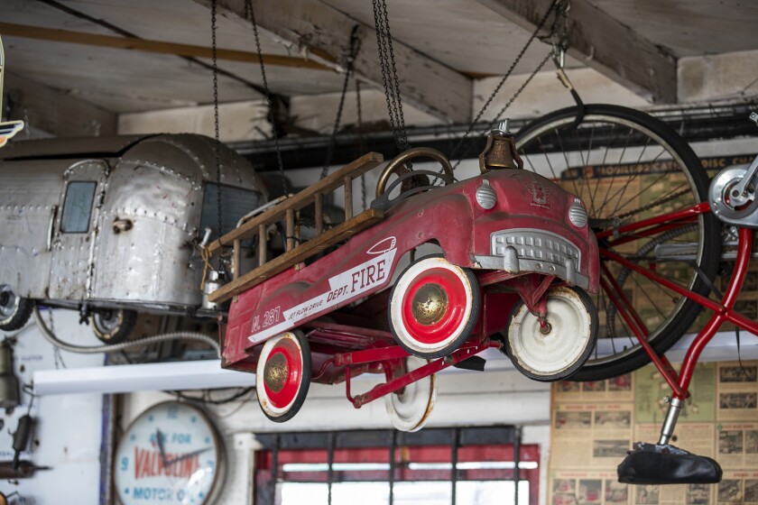 Bay Auto Service is full of vintage treasures, including vintage pedal cars.