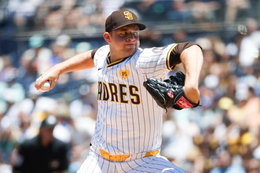 San Diego, CA - June 12: San Diego Padres starting pitcher Michael King (34) pitches against the Oakland Athletics during the second inning at Petco Park on Wednesday, June 12, 2024 in San Diego, CA. (Meg McLaughlin / The San Diego Union-Tribune)