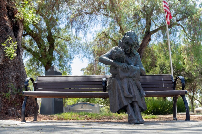 This bench with a state of a mother and child was recently moved from Grand Avenue in downtown Escondido.