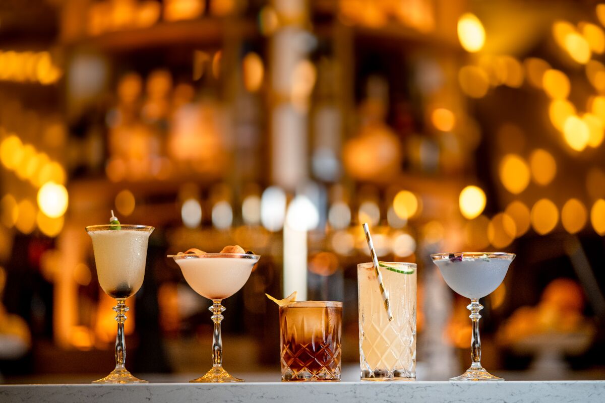 A selection of vintage-inspired cocktails at Wolfie's Carousel Bar.