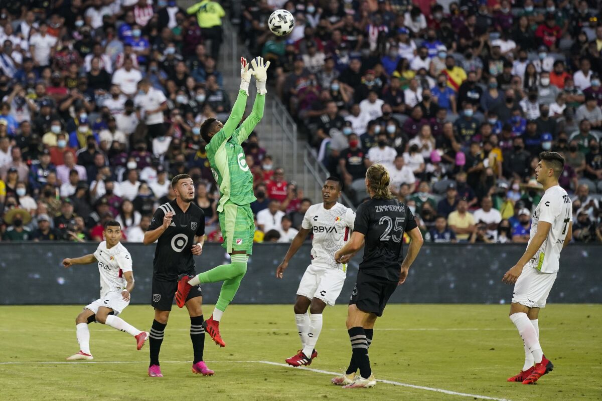 Philadelphia Union goalkeeper Andre Blake (26) makes a save during the first half of the the MLS All-Star.
