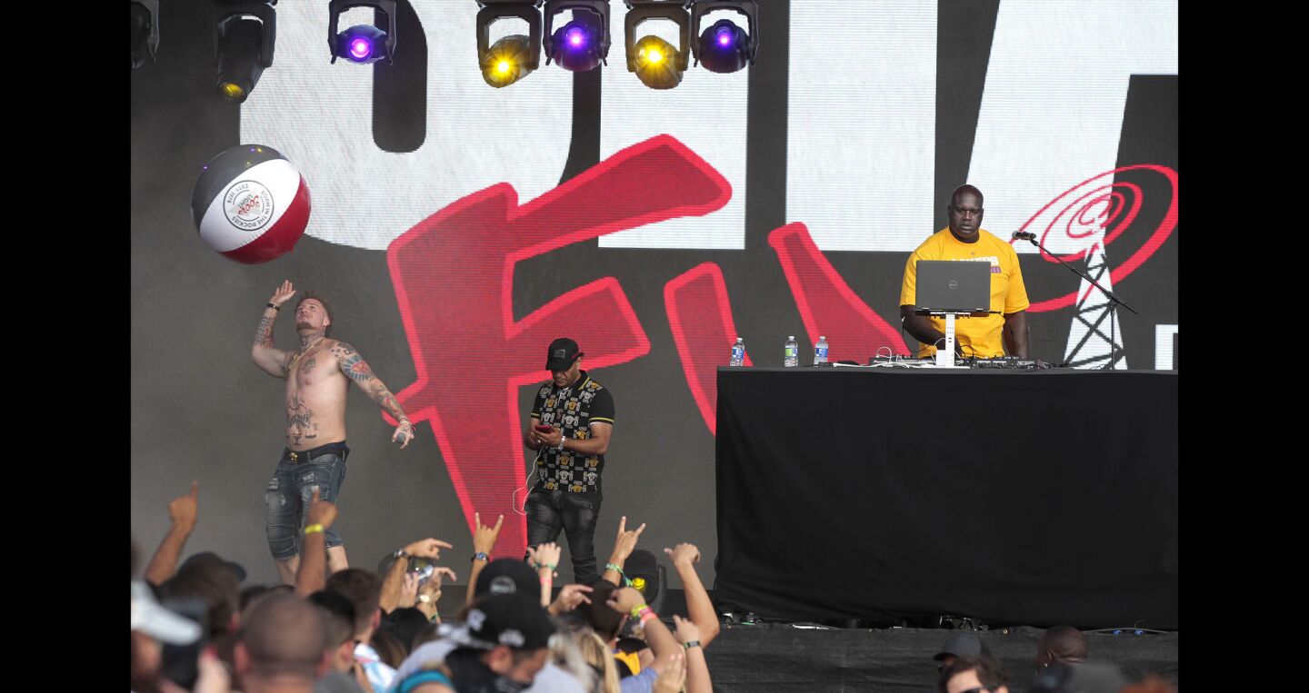 Shaquille O'Neal, right, or DJ Diesel, DJ's during KAABOO.