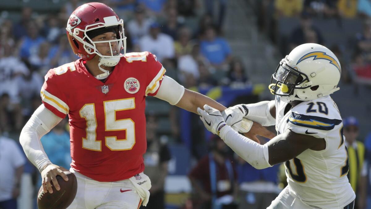 Chiefs quarterback Patrick Mahomes and Chargers cornerback Desmond King will get reacquainted in Kansas City on Thursday night.