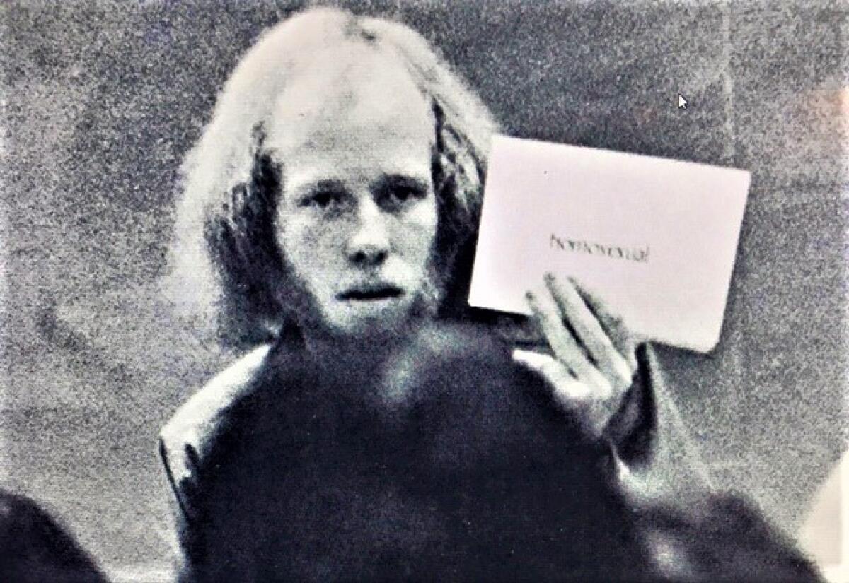 Bob May teaching a "Gay Life & Lib" class at Cal State Fullerton's Experimental College in 1969.