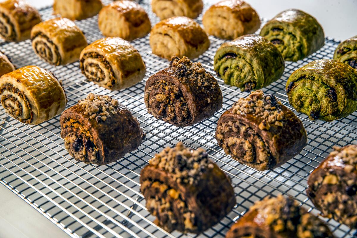 A baking rack with a variety of Armenian pastries