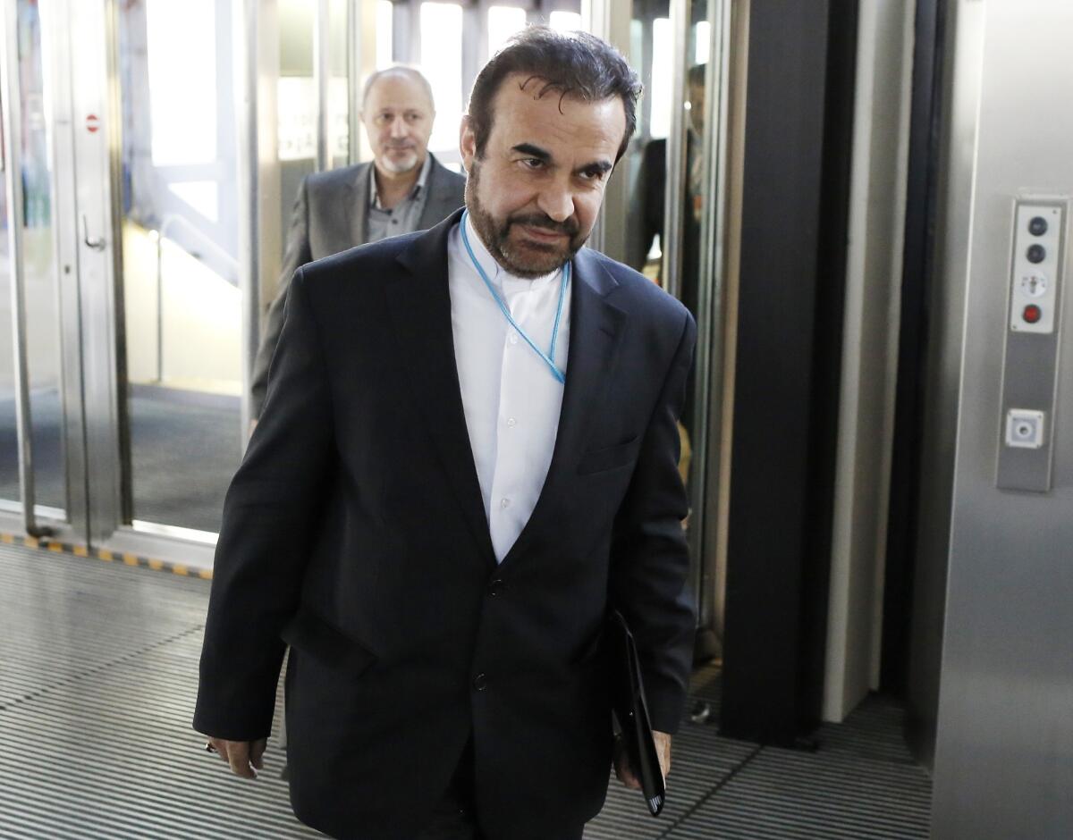 Iran's ambassador to the International Atomic Energy Agency, Reza Najafi, arrives at United Nations offices in Vienna for a new round of talks.