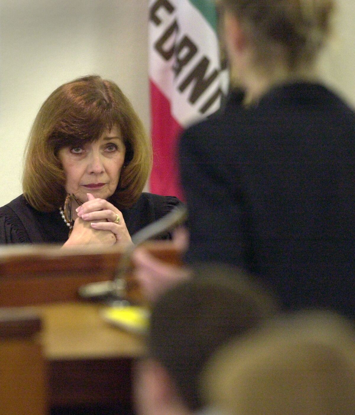 Fourth District Court of Appeal Justice Judith Haller listens to arguments during a 2002 session