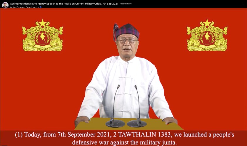Duwa Lashi La, acting president of Myanmar's shadow government