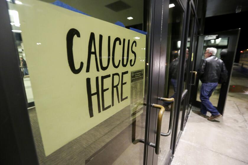 A Democratic caucus in Dubuque, Iowa.