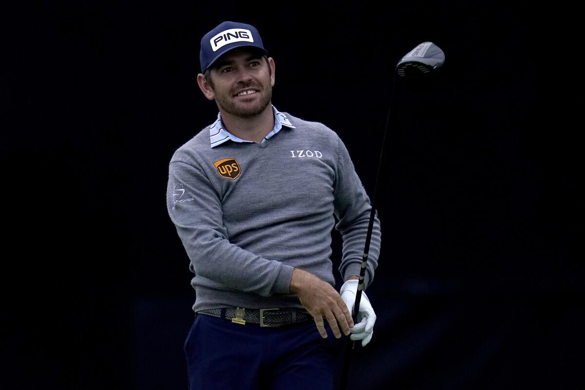 Louis Oosthuizen plays his shot from the seventh tee during the first round of the U.S. Open.